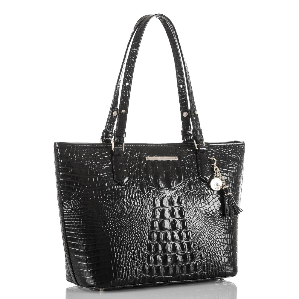 Brahmin | Women's Medium Asher | Black Leather Tote Handbag