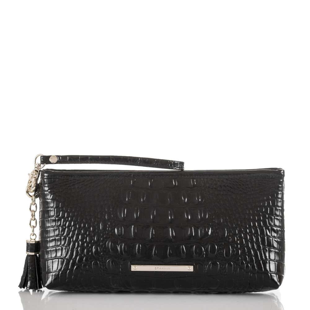 Brahmin | Women's Kayla Leather Wristlet Clutch | Black Melbourne - Click Image to Close