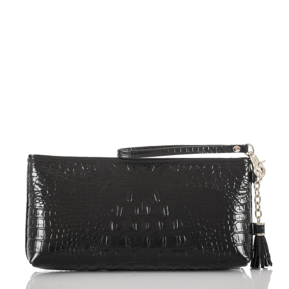 Brahmin | Women's Kayla Leather Wristlet Clutch | Black Melbourne