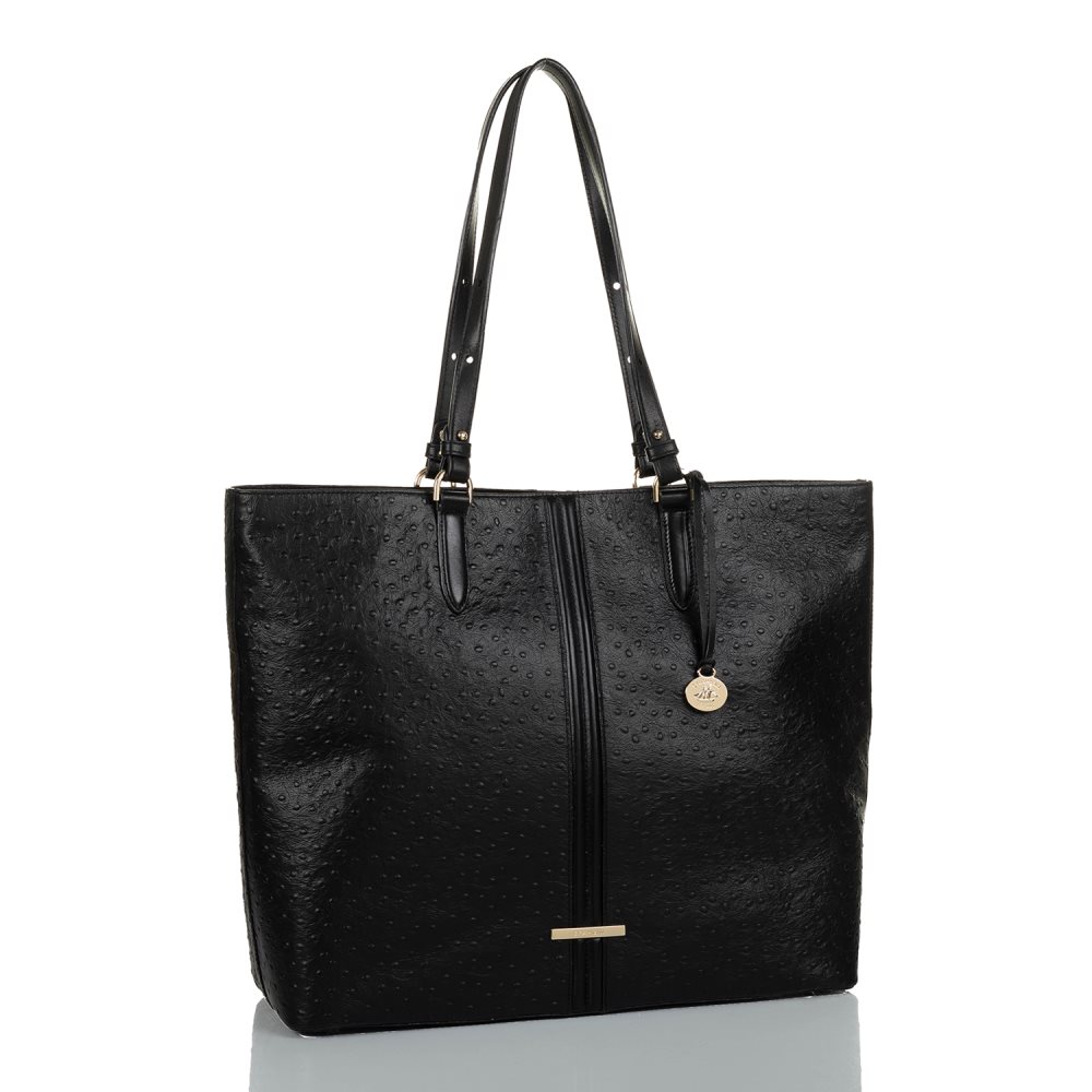 Brahmin | Women's Tansey Black Leather Open-Top Tote Bag