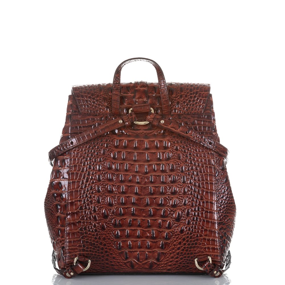 Brahmin | Women's Sadie Leather Flap Backpack | Pecan Melbourne