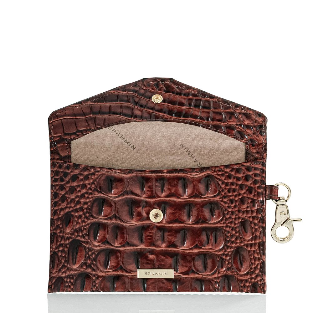 Brahmin | Women's Mini Envelope Case | Pecan Leather Envelope Wallet