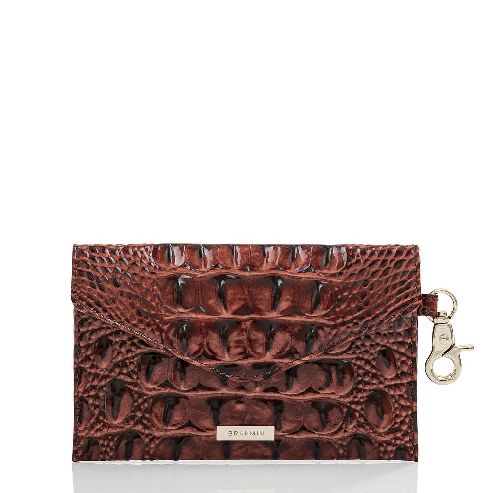 Brahmin | Women's Mini Envelope Case | Pecan Leather Envelope Wallet - Click Image to Close