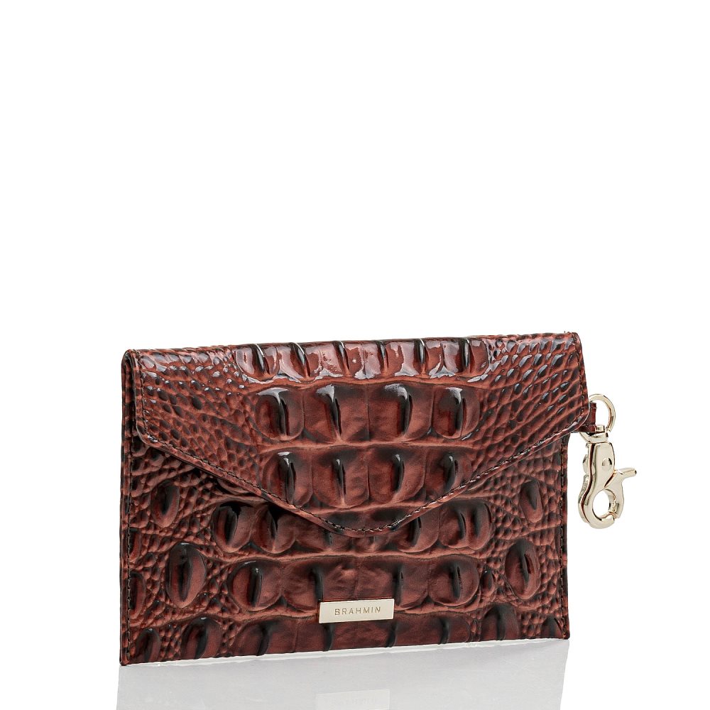 Brahmin | Women's Mini Envelope Case | Pecan Leather Envelope Wallet