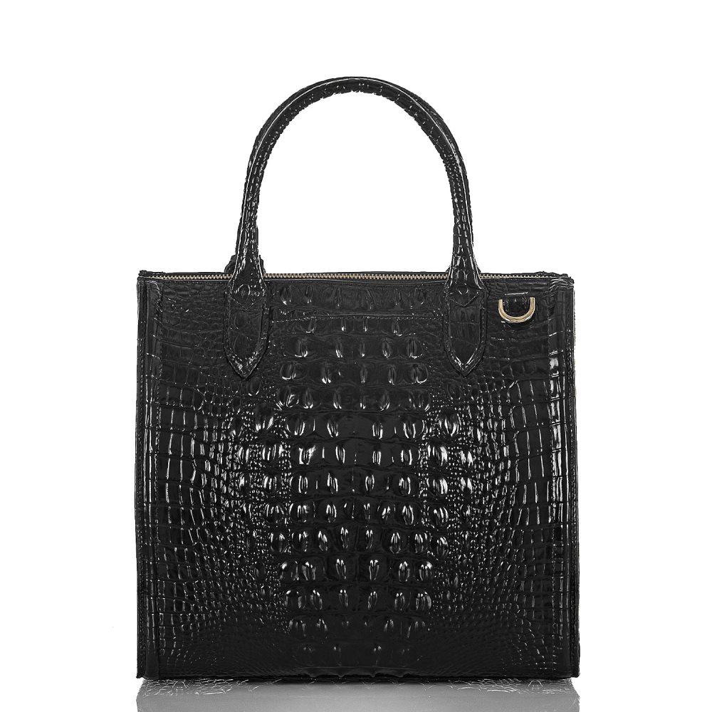 Brahmin | Women's Caroline Black Leather Satchel Handbag