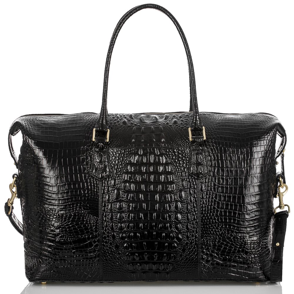 Brahmin | Women's Duxbury Weekender | Black Leather Weekend Bag