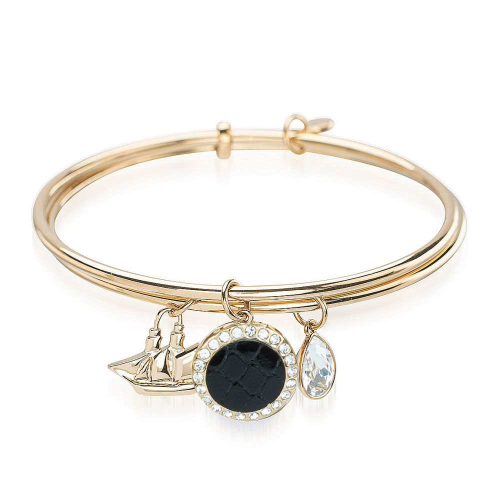 Brahmin | Women's Double Crystal Charm Bangle Black Fairhaven - Click Image to Close