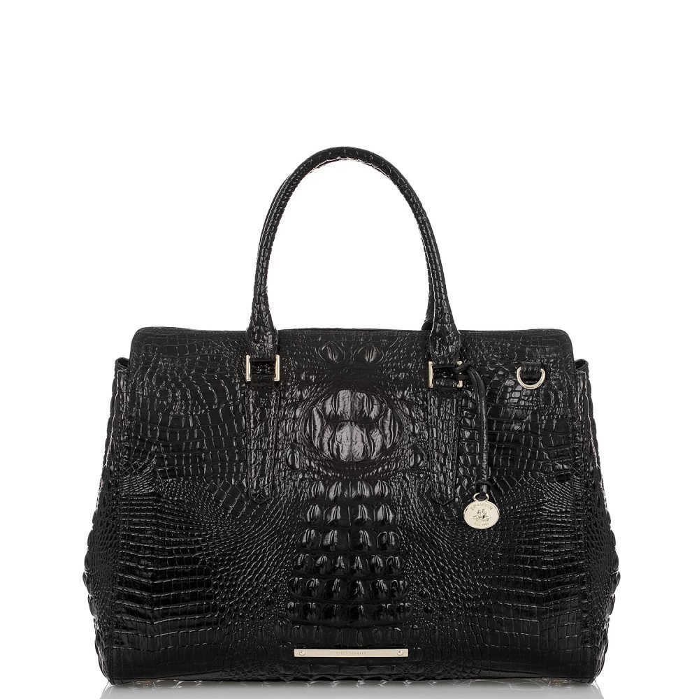 Brahmin | Women's Finley Black Carryall Satchel | Black Melbourne