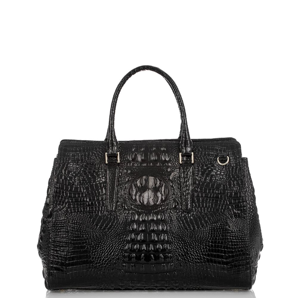 Brahmin | Women's Finley Black Carryall Satchel | Black Melbourne