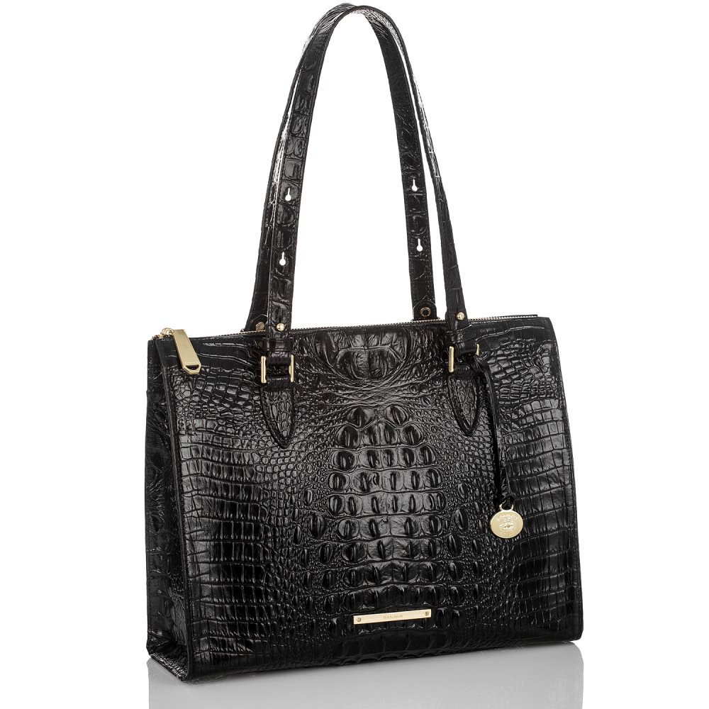 Brahmin | Women's Anywhere Tote | Black Leather Tote Handbag