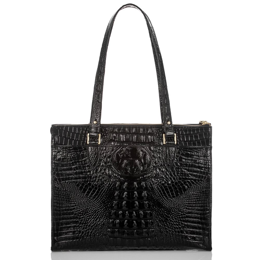 Brahmin | Women's Anywhere Tote | Black Leather Tote Handbag