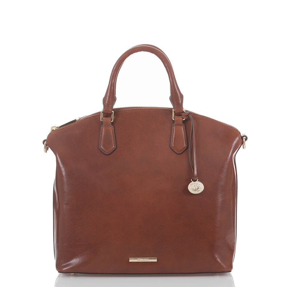 Brahmin | Women's Large Duxbury Soft Leather Satchel | Cognac Topsail - Click Image to Close