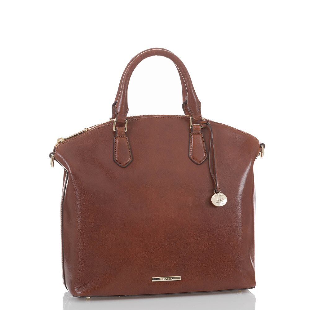 Brahmin | Women's Large Duxbury Soft Leather Satchel | Cognac Topsail