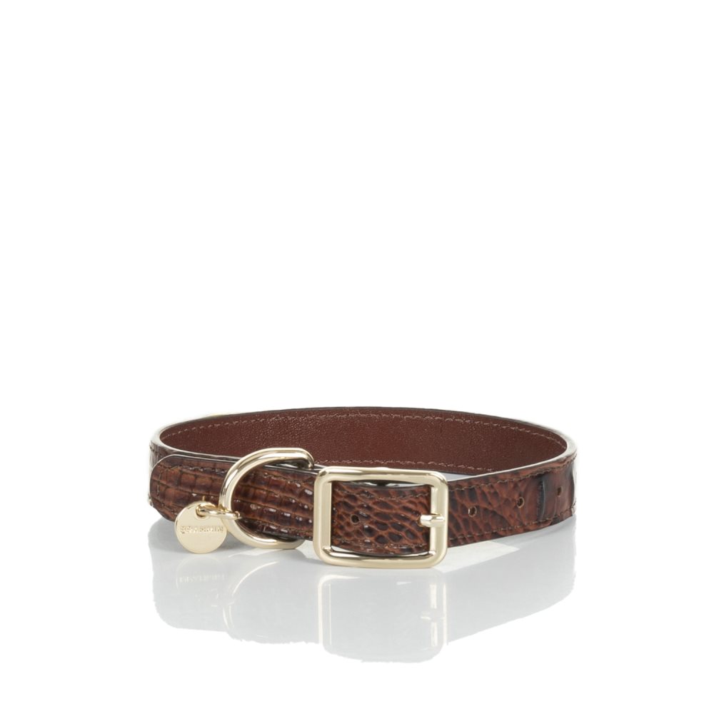 Brahmin | Women's Medium Brown Leather Dog Collar | Pecan Melbourne