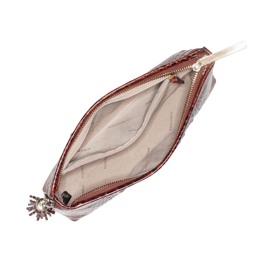 Brahmin | Women's Kayla Brown Leather Wristlet | Pecan Melbourne