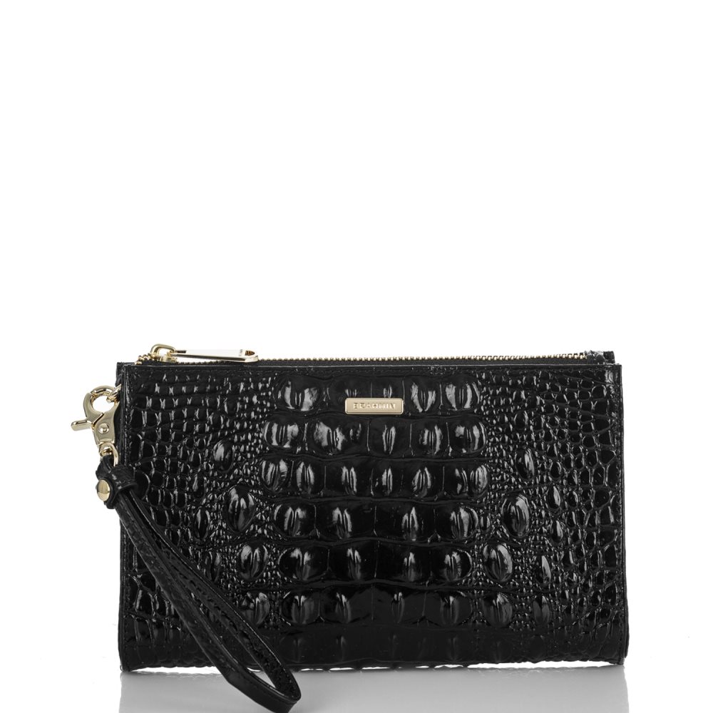 Brahmin | Women's Daisy Black Leather Wristlet | Black Melbourne