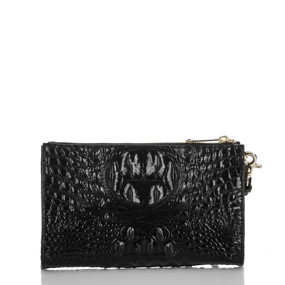 Brahmin | Women's Daisy Black Leather Wristlet | Black Melbourne