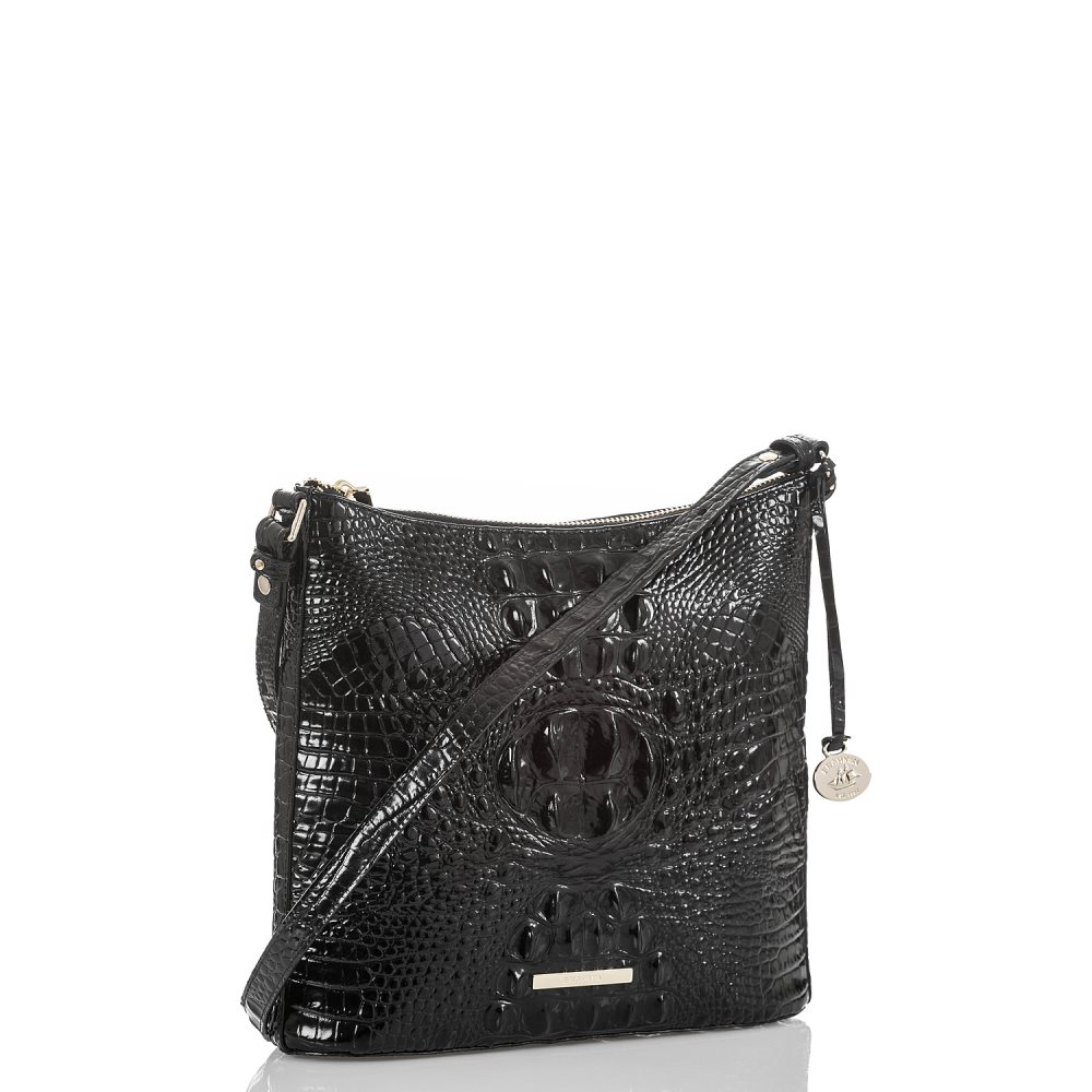 Brahmin | Women's Katie Black Leather Crossbody | Black Melbourne