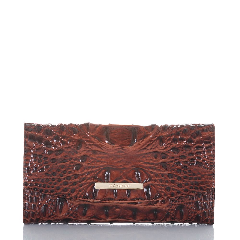 Brahmin | Women's Modern Leather Checkbook Wallet | Pecan Melbourne