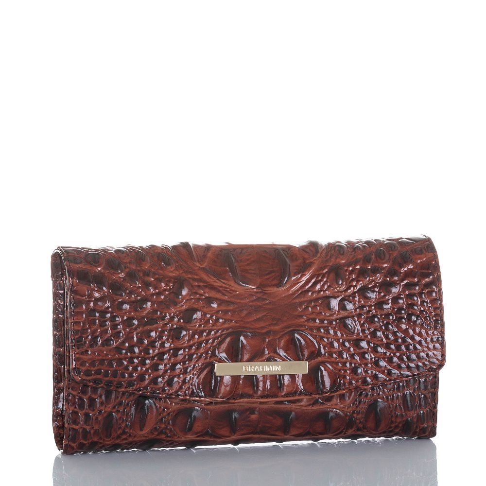 Brahmin | Women's Modern Leather Checkbook Wallet | Pecan Melbourne