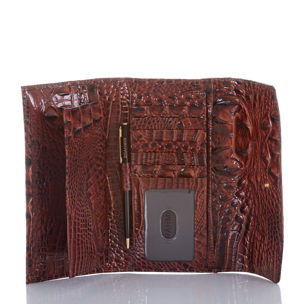 Brahmin | Women's Modern Leather Checkbook Wallet | Pecan Melbourne