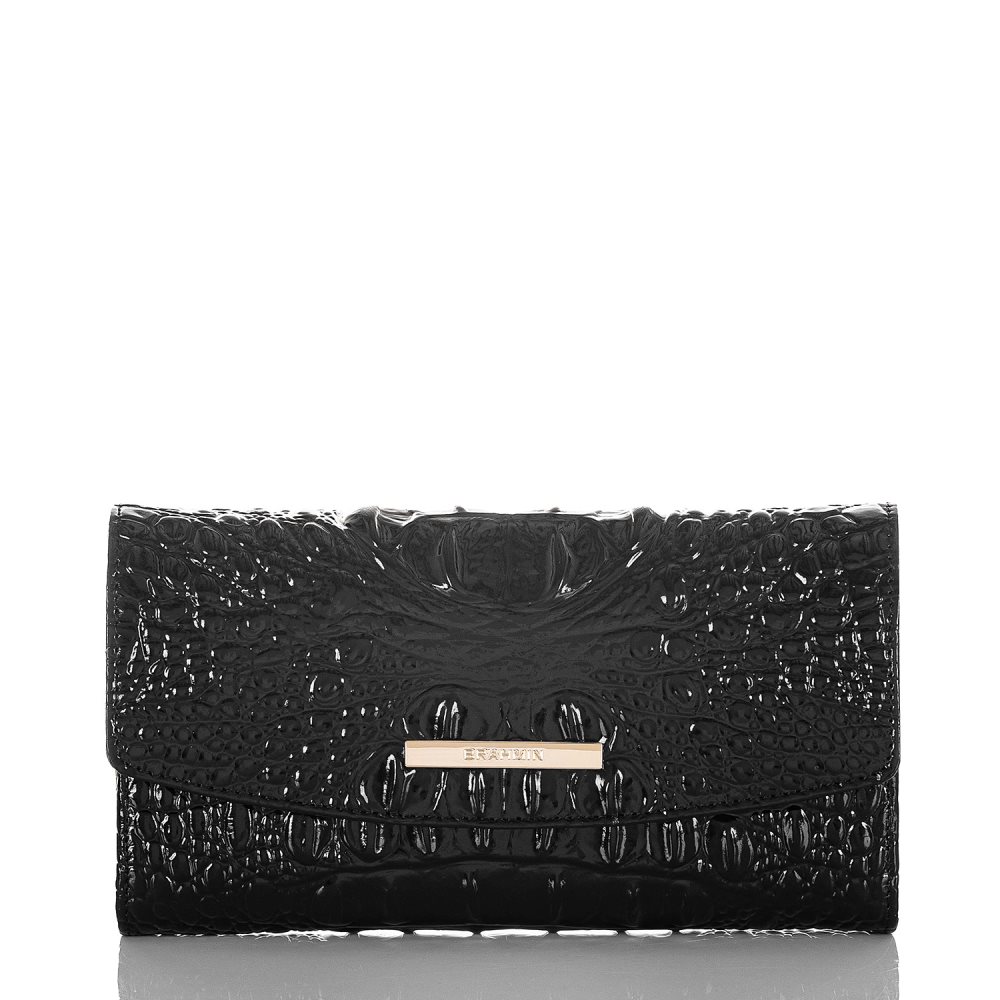 Brahmin | Women's Checkbook Wallet | Black Leather Checkbook Wallet