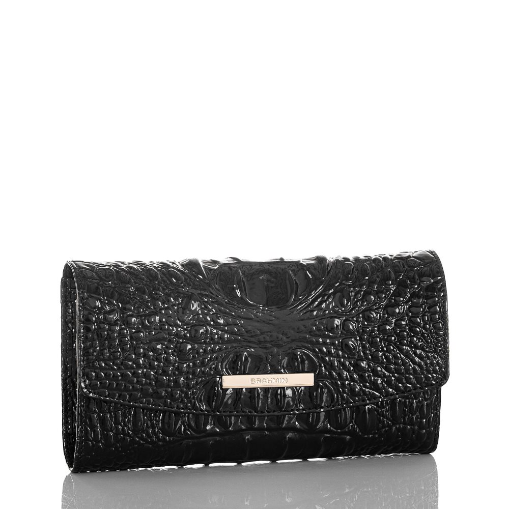 Brahmin | Women's Checkbook Wallet | Black Leather Checkbook Wallet