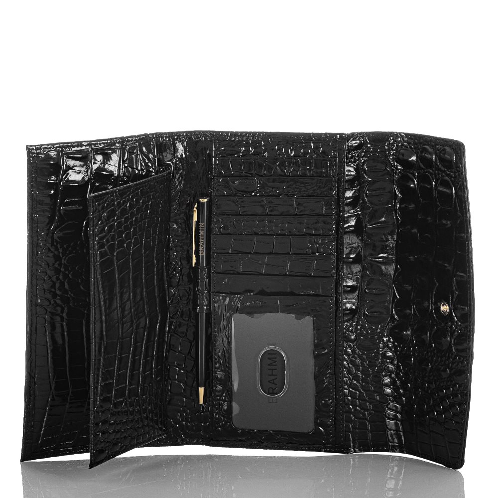 Brahmin | Women's Checkbook Wallet | Black Leather Checkbook Wallet