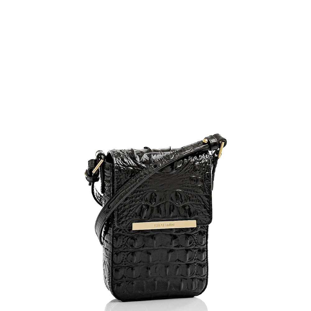 Brahmin | Women's Sasha Lightweight Black Leather Crossbody Bag