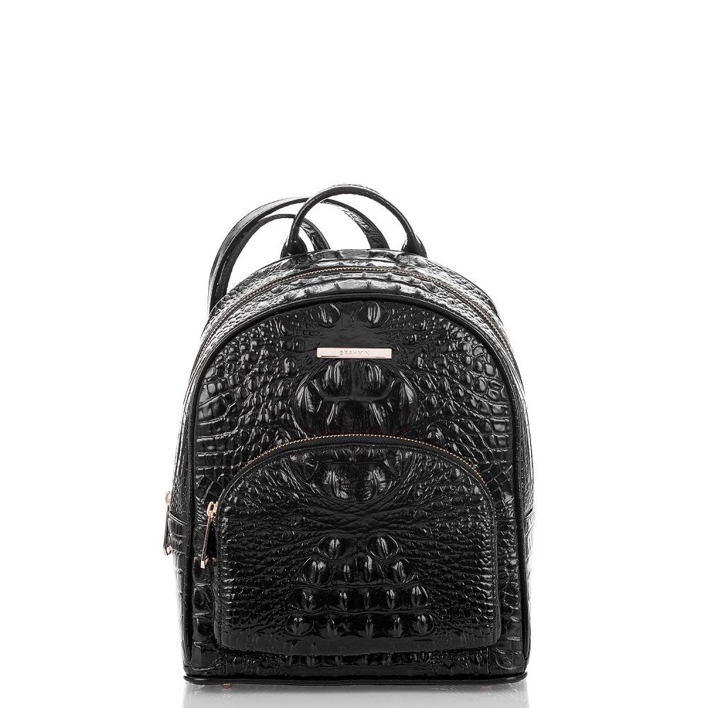 Brahmin | Women's Mini Dartmouth | Mini Black Leather Backpack - Click Image to Close