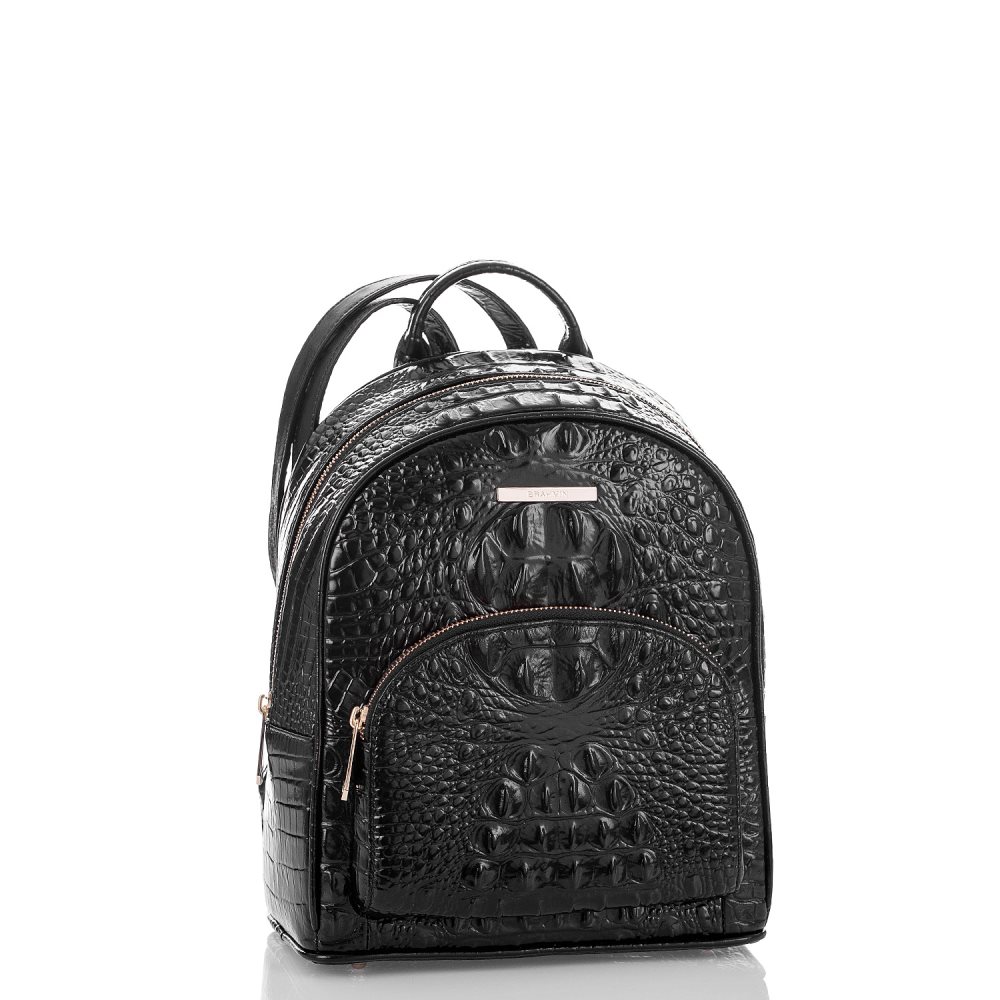 Brahmin | Women's Mini Dartmouth | Mini Black Leather Backpack