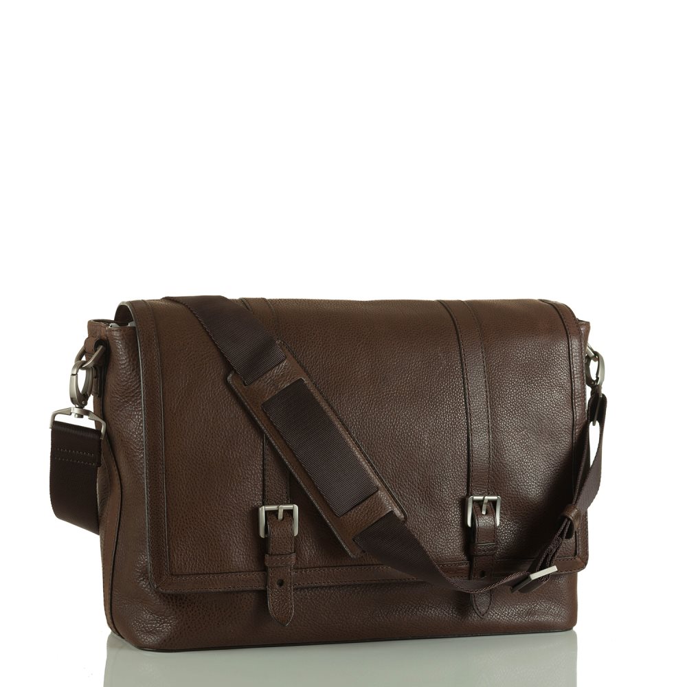 Brahmin | Men's Mason Messenger Cocoa Brown Manchester