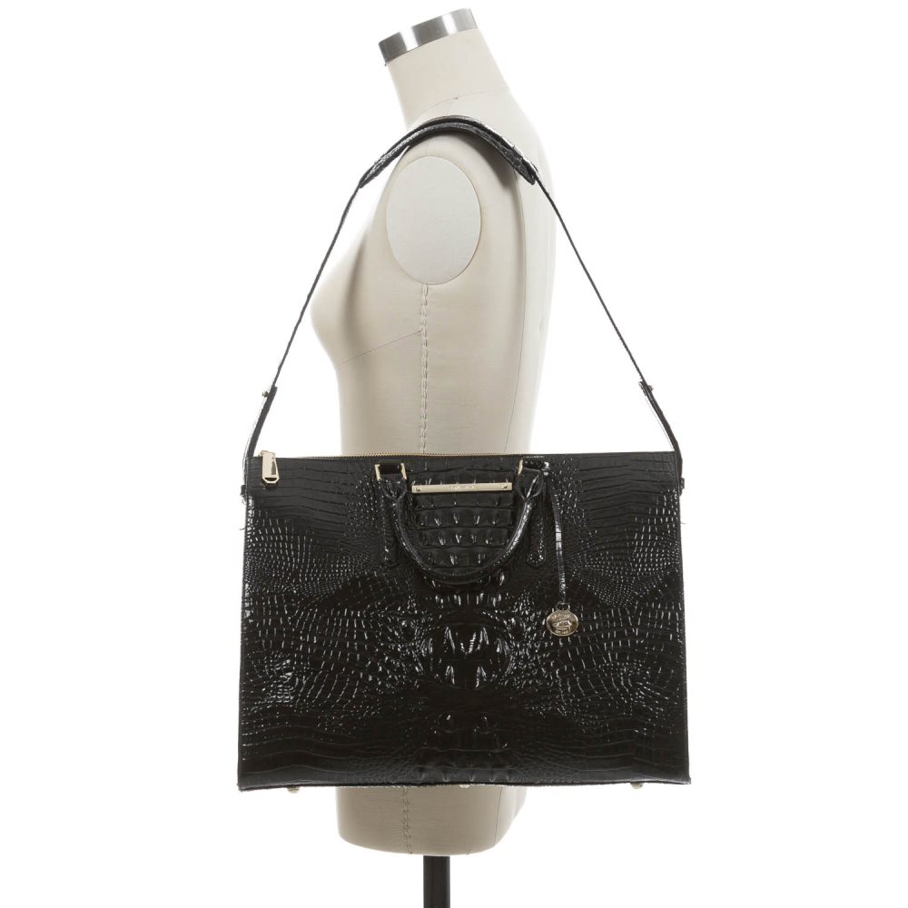 Brahmin | Women's Leather Business Tote Bag | Black Melbourne